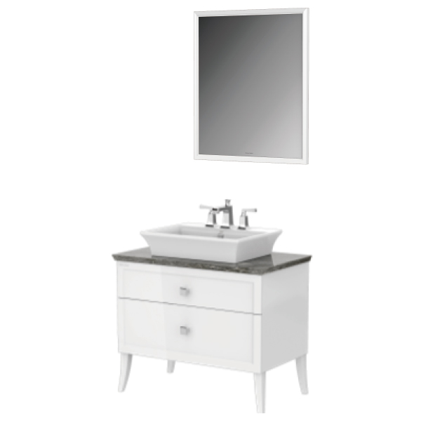 Classic Chic FSD 900m I Door 2 Drawer Vanity (Picket White Vessel)&Mirror