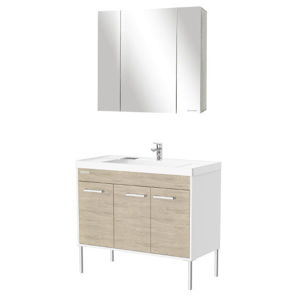 Contempo Series 900mm Floor Standing Bathroom Vanity & Mirror Cabinet