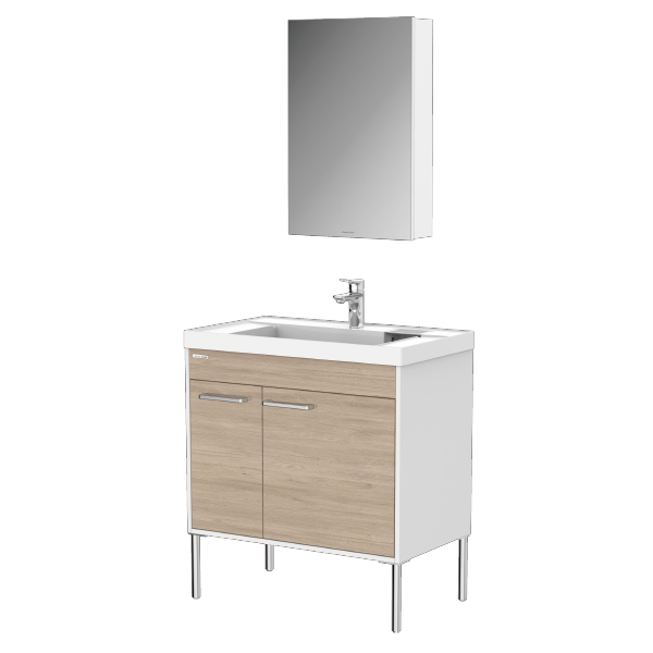 乐居现代系列 800mm落地式浴室柜+镜柜