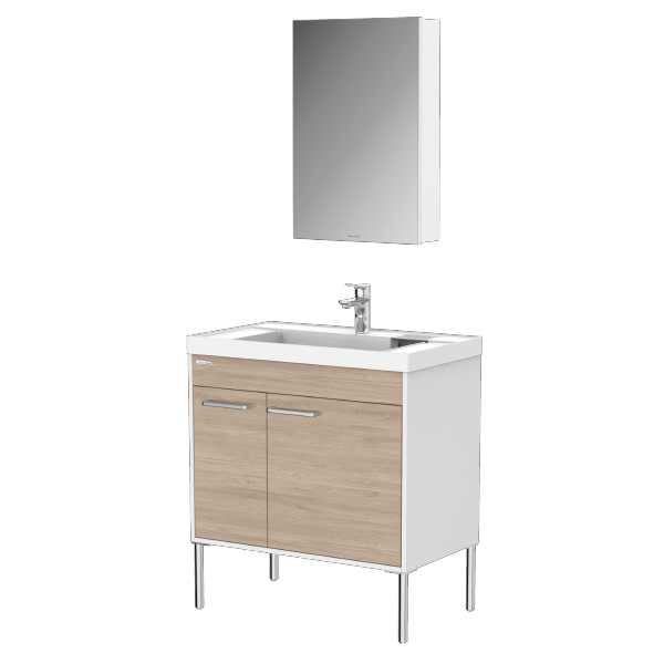 Contempo Series 800mm Floor Standing Bathroom Vanity & Mirror Cabinet