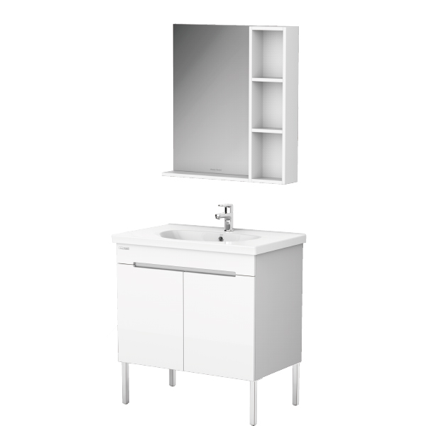 Modern Edge Series 800mm Floor Standing Bathroom Vanity & Mirror Cabinet