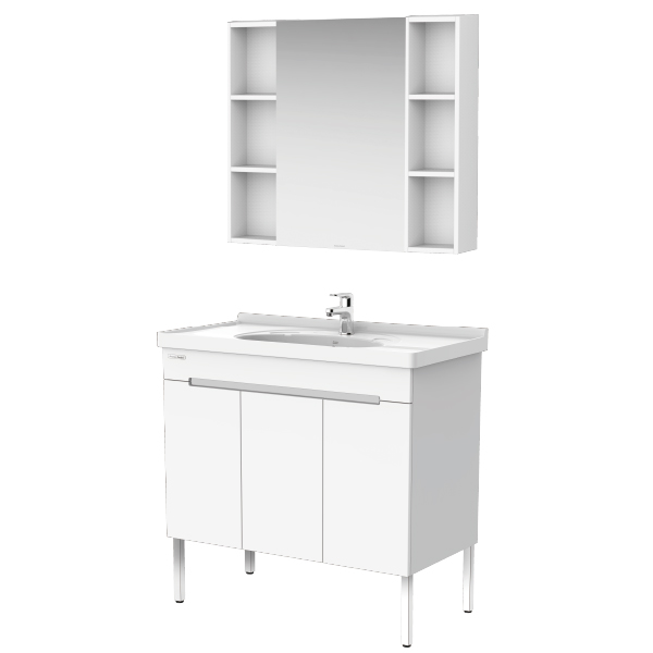 Modern Edge Series 900mm Floor Standing Bathroom Vanity & Mirror Cabinet