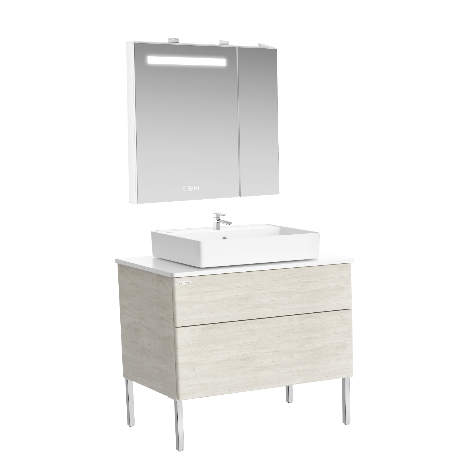 Modern Luxe FSD 900mm 2 drawer vanity with 600 vessel(Graystone Wood,one hole)