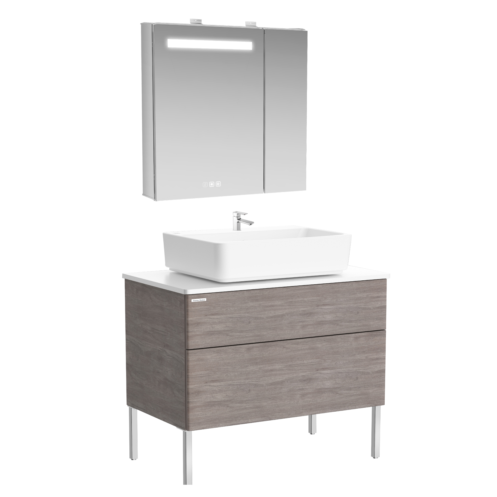 Modern Luxe FSD 900mm 2 drawer vanity with 600 vessel(Cedar Wood,one hole)